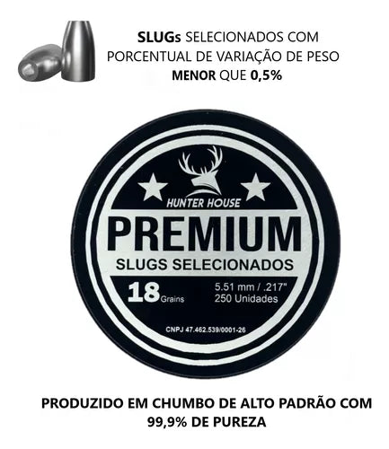 Chumbinho Hunter House Slug Premium 5.51mm 18gr 217 Precison