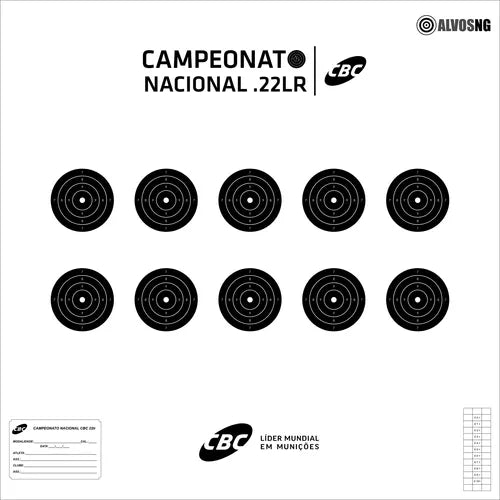 Alvo Tiro Esportivo Campeonato Nacional Cbc 22lr - 20 Unds