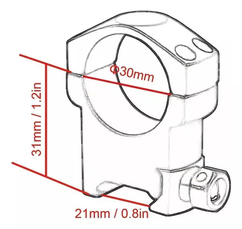 Mount Suporte Para Luneta Tubo 30mm Trilho 20mm Vector Médio