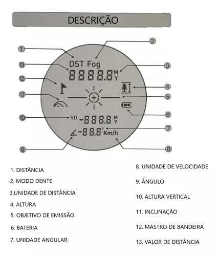 Monóculo Range Finder Telêmetro Caça Tiro 600m Profissional