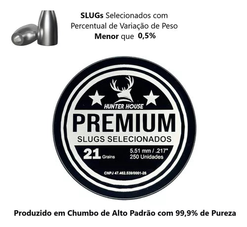 Chumbinho Hunter House Slug Premium 5.51mm 21gr 217 Precison