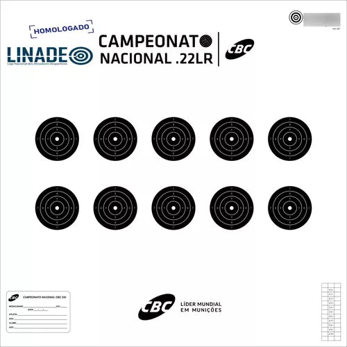 Alvo Tiro Esportivo Campeonato Nacional Cbc 22lr - 20 Unds